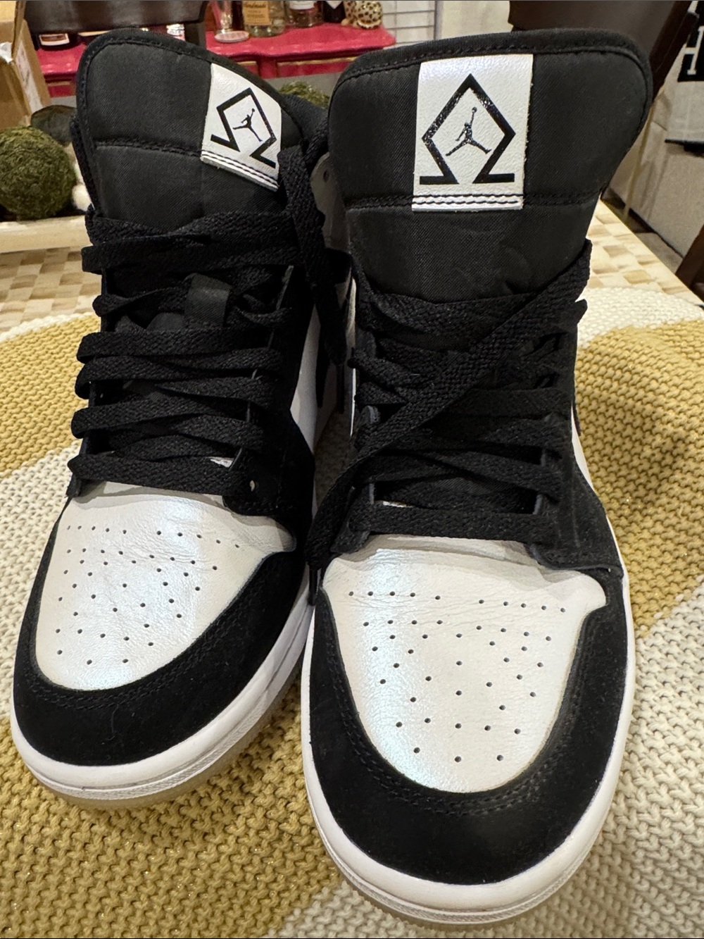 Jordan Men’s High-Top Sneakers - Black & White worn once